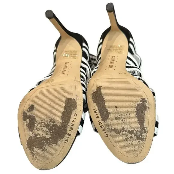 Gianni Bini Black Abrianna Gingham Lace Up Sandals 3.93” stiletto heels Size 6.5 - Picture 11 of 12